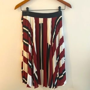 Express Striped Pleated Skirt - Knee-Length